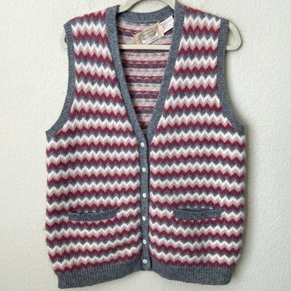 Vintage Sweaters - Vintage Wool Rabbit Hair Blend Grannycore Button Down Sweater Vest